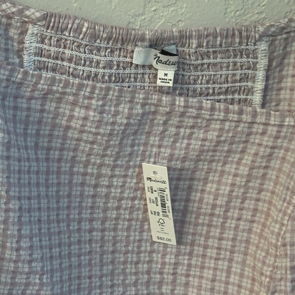 NWT Madewell Seersucker Hopewell Puff-Sleeve Crop Top in Plaid - Picture 5 of 6